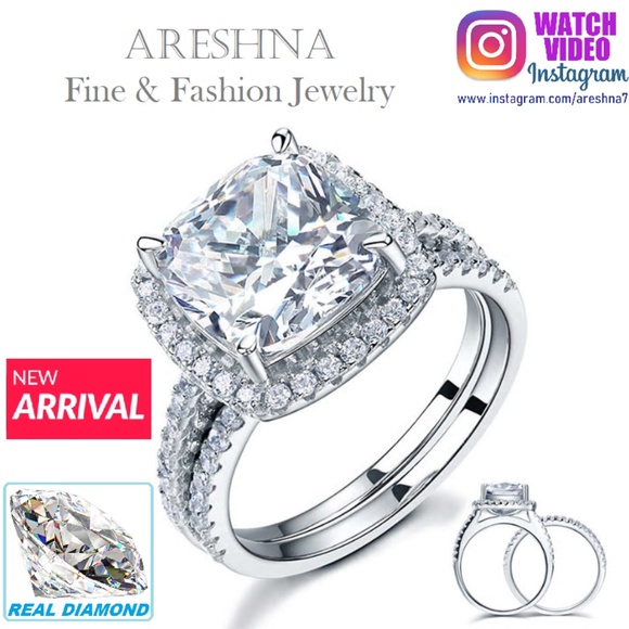 Areshna Jewelry - 2Pcs 5ct Real Diamond Engagement Ring